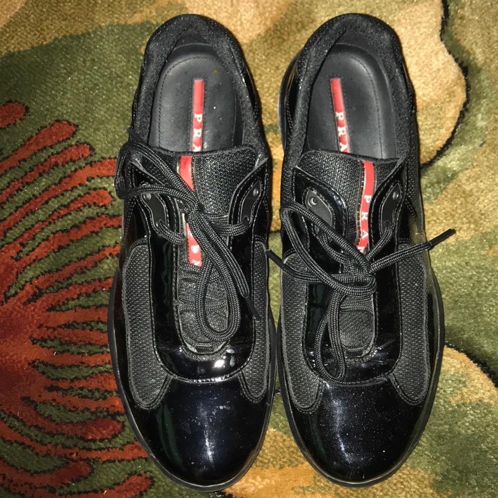 Black patent leather Prada’s